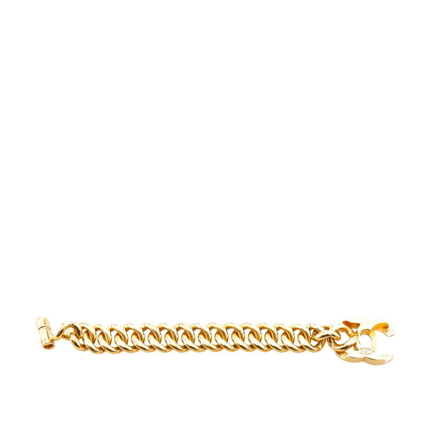 CHANEL coco mark turn lock chain bracelet gold plated ladies