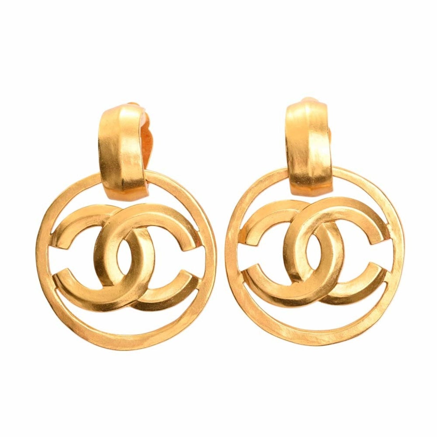 CHANEL Cocomark circle earrings gold ladies