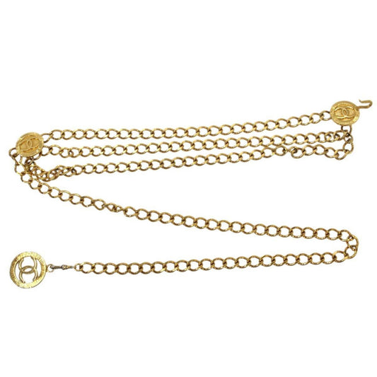 CHANEL triple chain belt 1982 here mark gold