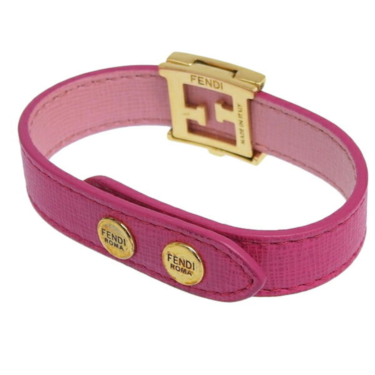 FENDI Leather FF Logo Bracelet 8AG408 Pink Ladies