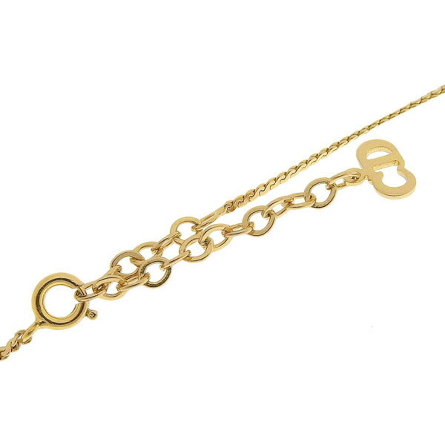 CHRISTIAN DIOR Rhinestone Necklace Gold Women's