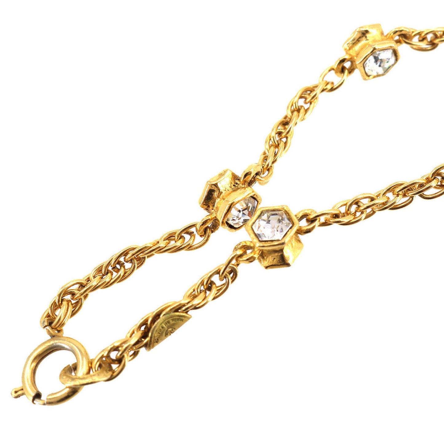 CHANEL Cocomark Necklace Bijou Rhinestone Gold Vintage Accessories