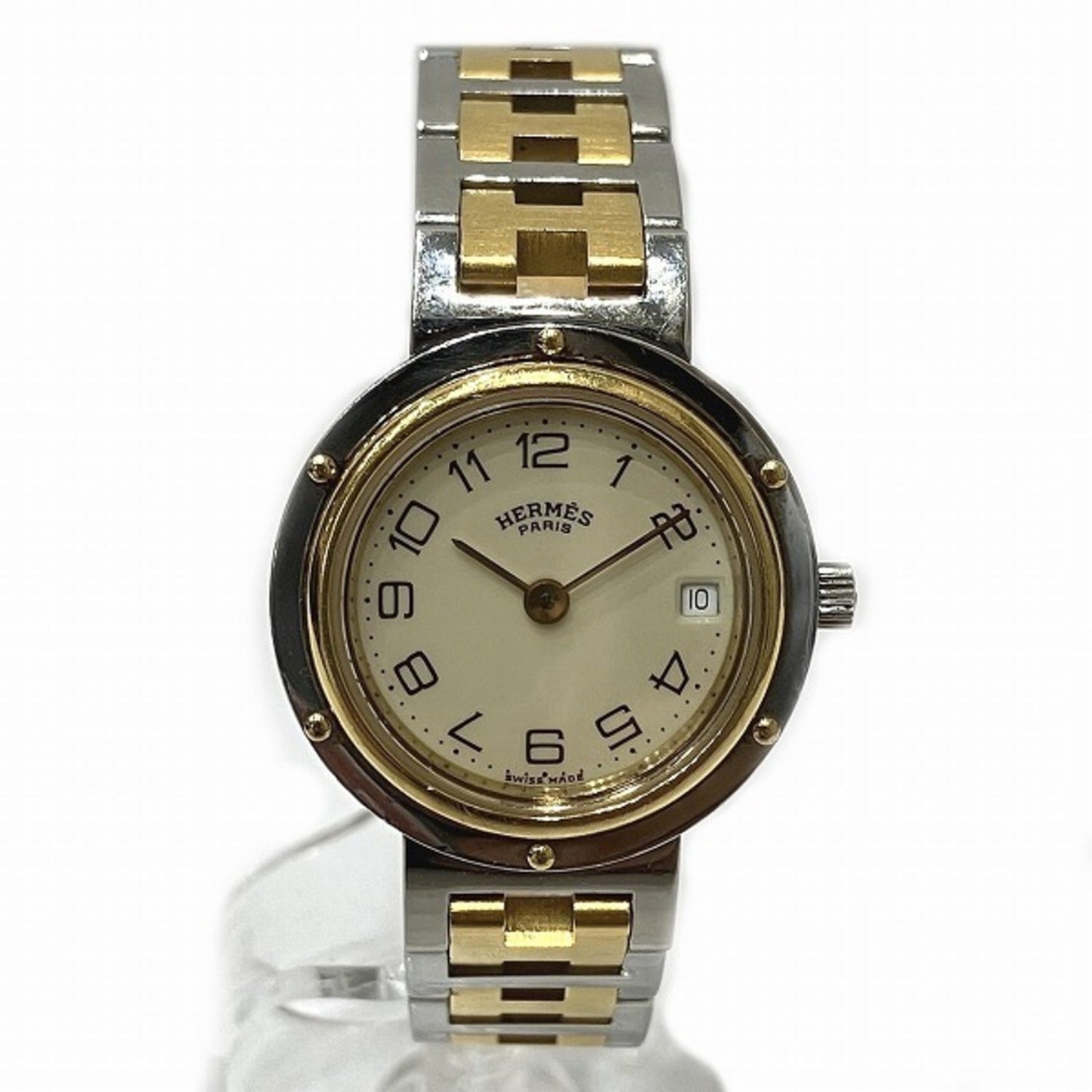 HERMES Clipper Quartz Ivory Dial Watch Ladies