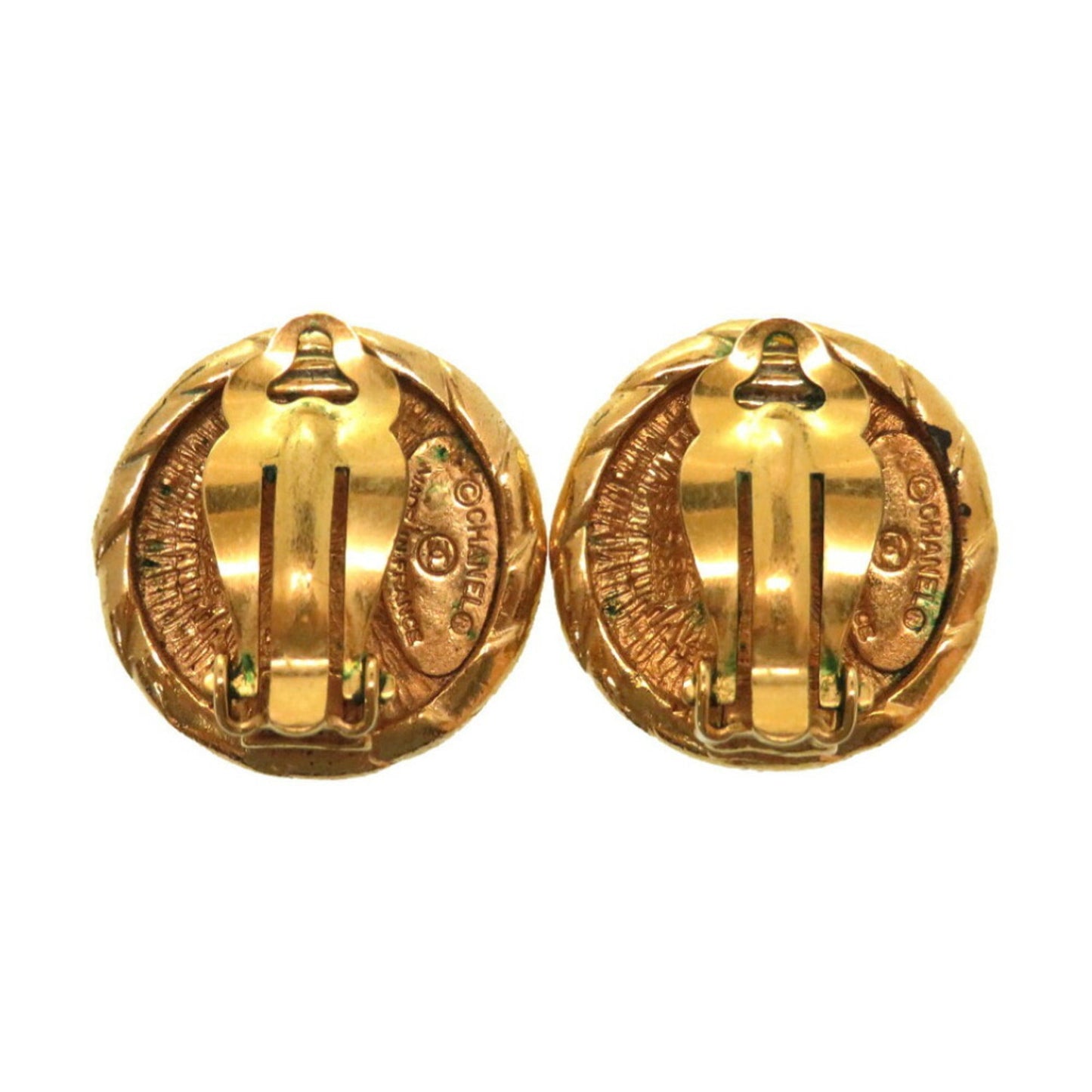 Chanel Vintage Coco Mark Gold Earrings Accessories