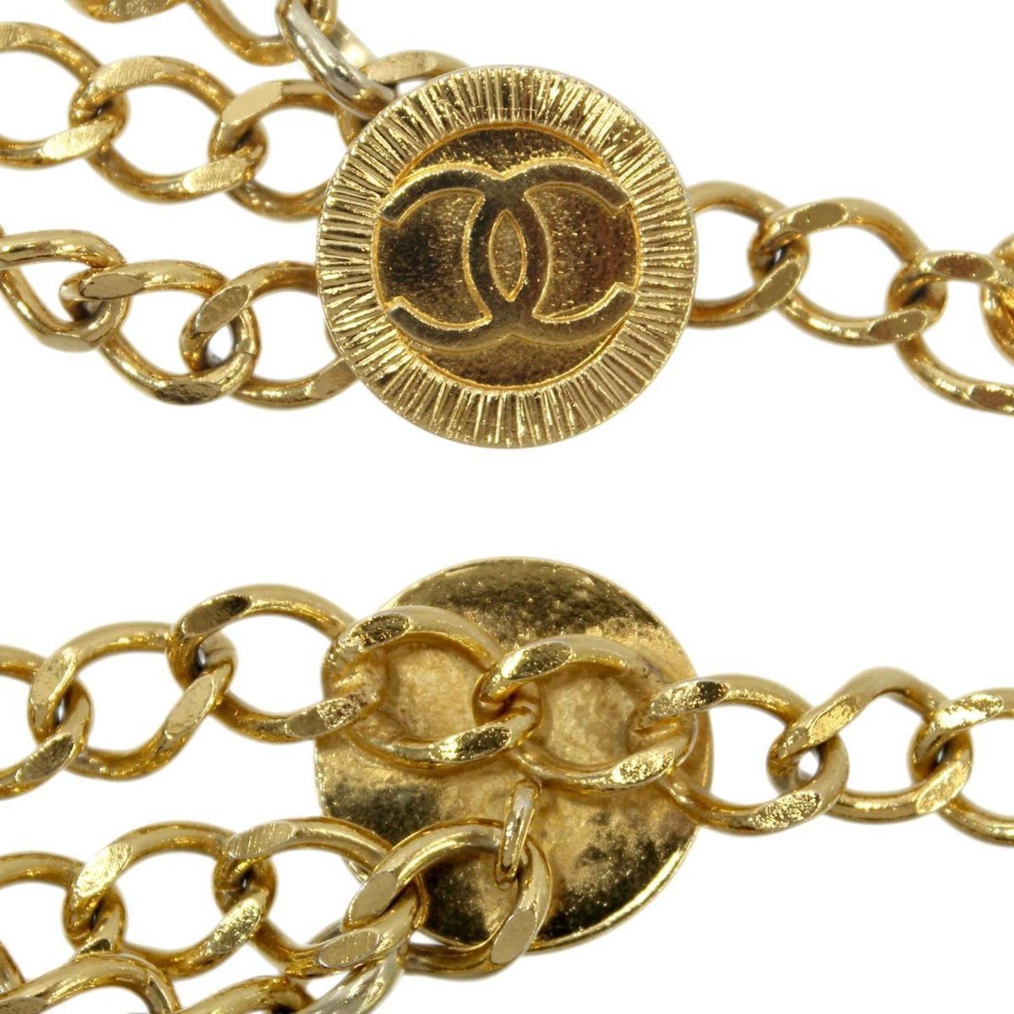 CHANEL triple chain belt 1982 here mark gold