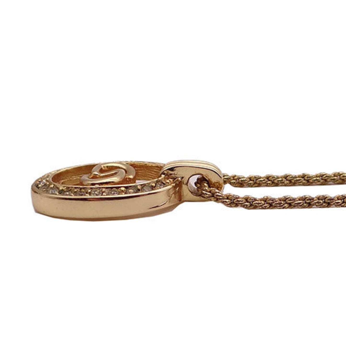 CHRISTIAN DIOR Necklace Women's Gold Transparent Stone