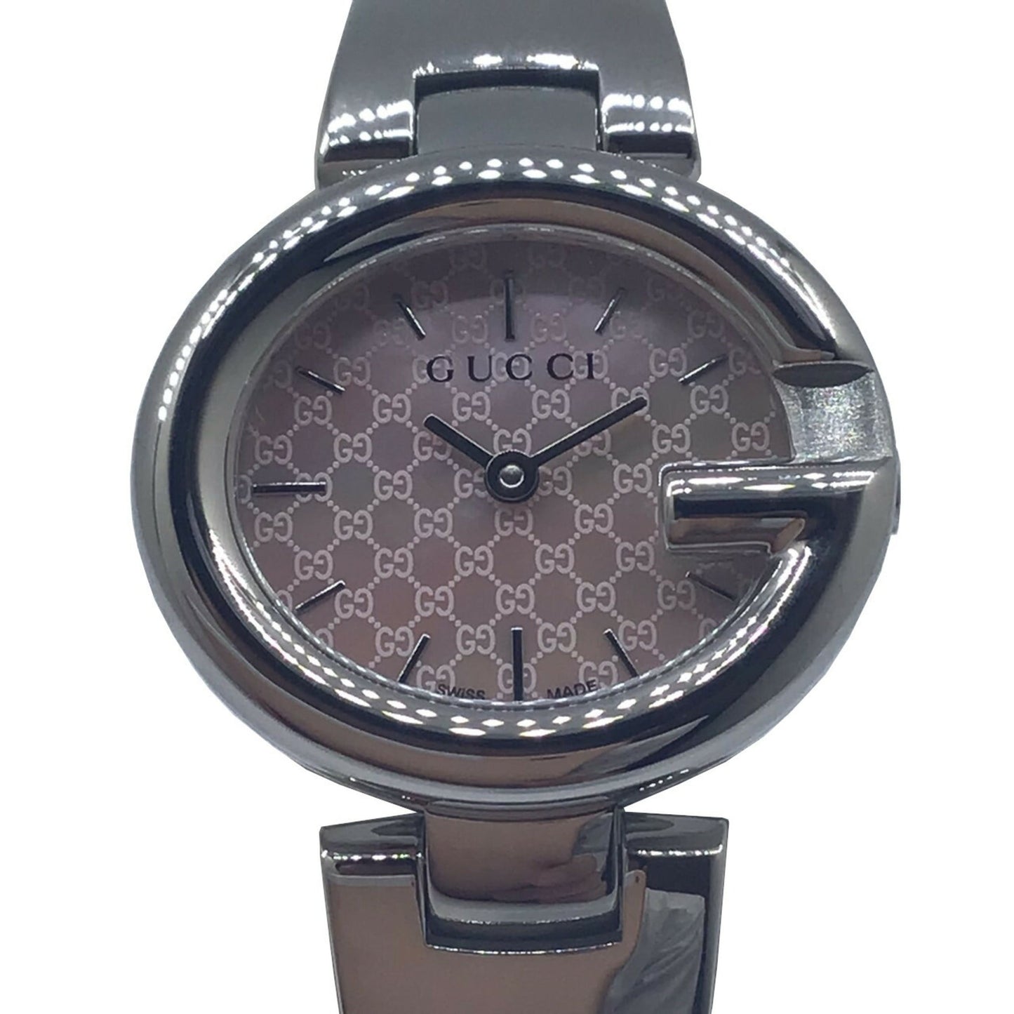 GUCCI Shima YA134510 Shell Dial Pink Quartz Battery Operated Watch GG Mark Stainless Steel Ladies Men's Unisex