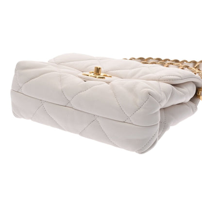 CHANEL 19 Chain Shoulder White Ladies Lambskin Handbag