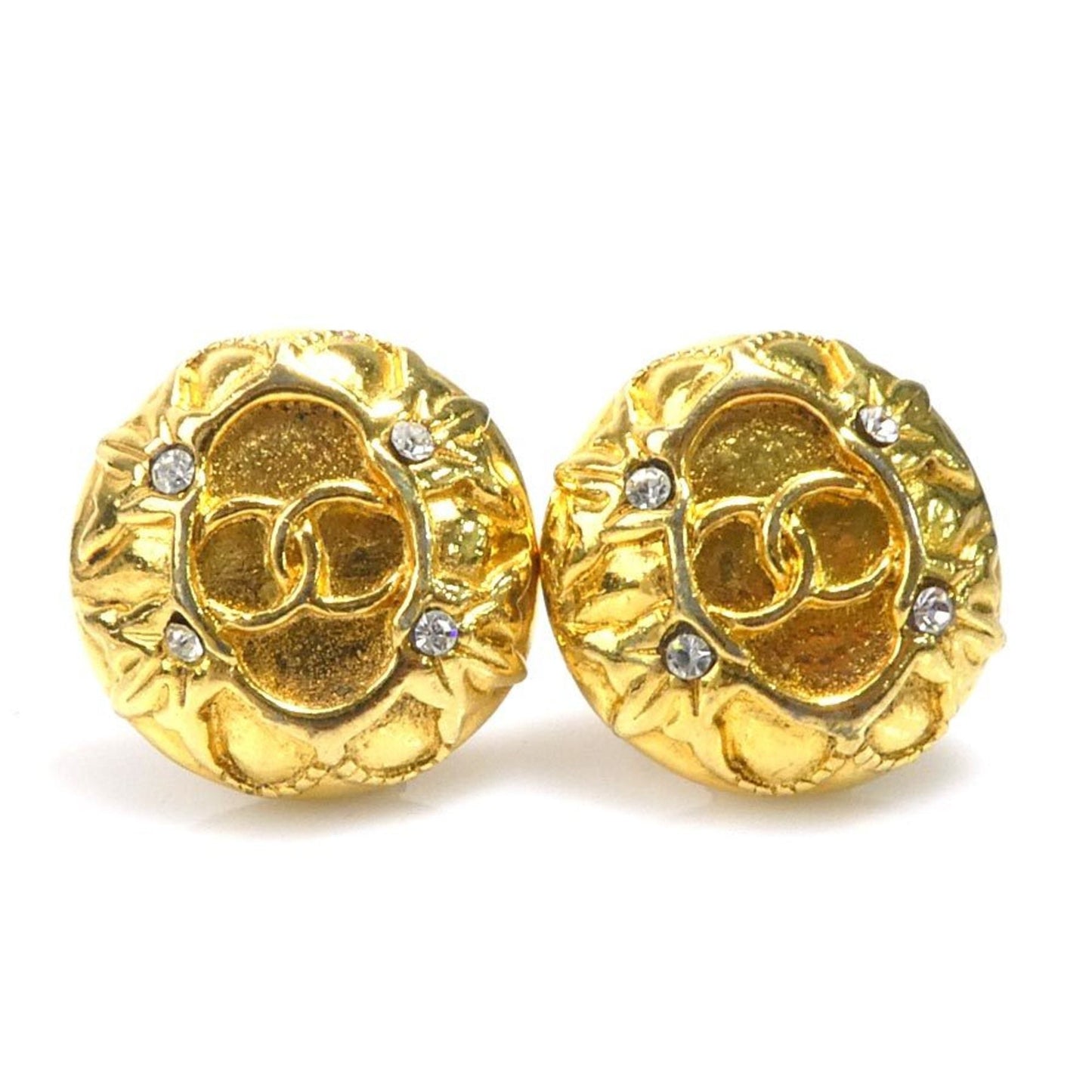 CHANEL Earrings Coco Mark Metal/Rhinestone Gold/Silver Women's e55953a