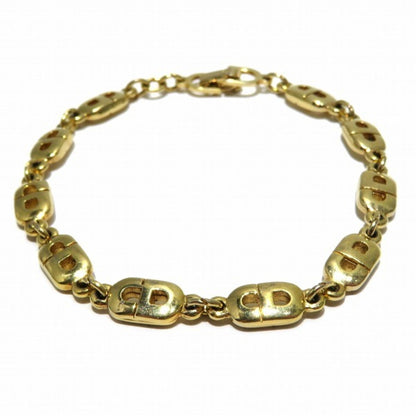 CHRISTIAN DIOR CD Logo Bracelet Gold Metal Brand Accessory Women's