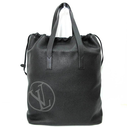 Louis Vuitton Bag Cover Light Drawstring Tote Black Semi-Shoulder LV Circle Men's Taurillon Leather M55000