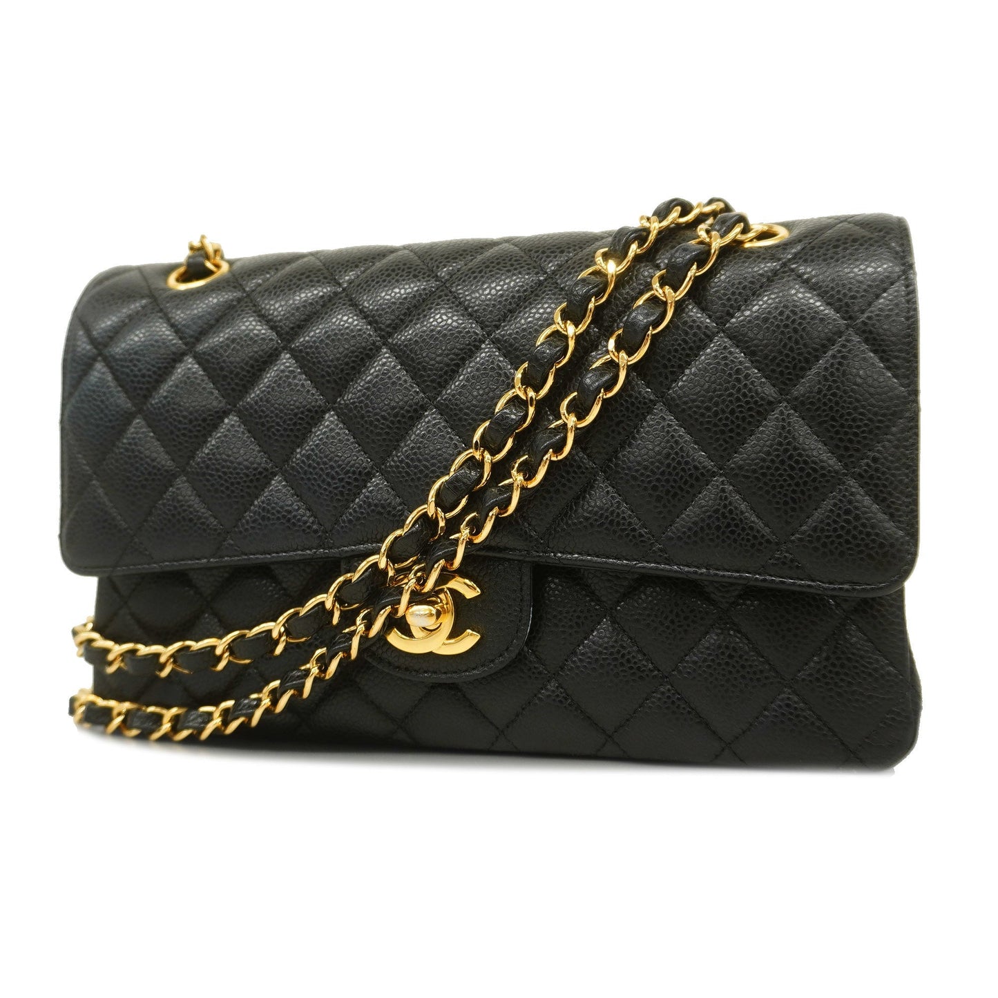 CHANEL   Big Matelasse W Flap W Chain Women's Caviar Leather Shoulder Bag