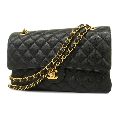 CHANEL   Big Matelasse W Flap W Chain Women's Caviar Leather Shoulder Bag