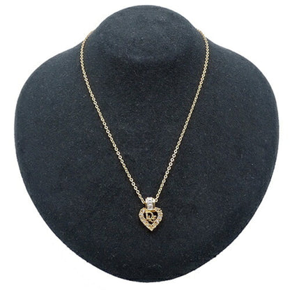 CHRISTIAN DIOR Necklace Women's Heart Gold Rhinestone