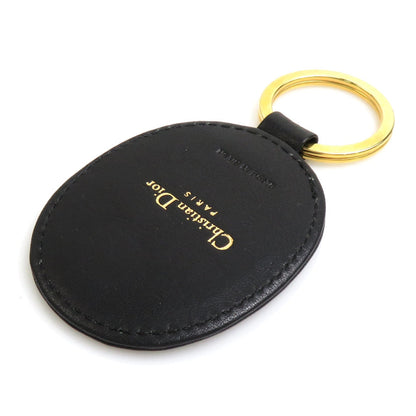 CHRISTIAN DIOR Key Ring Charm Leather/Metal Black Unisex