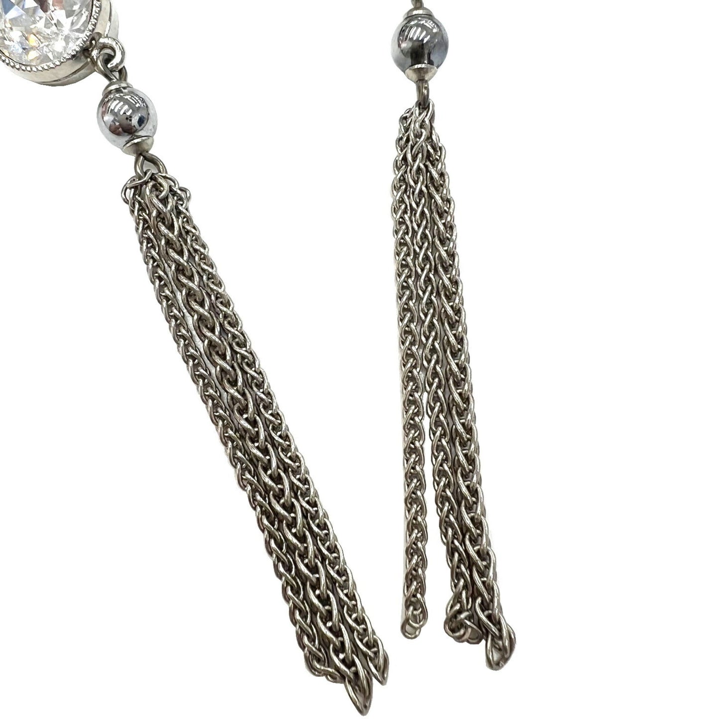 CHANEL earrings A18B here mark CC rhinestone crystal silver ladies