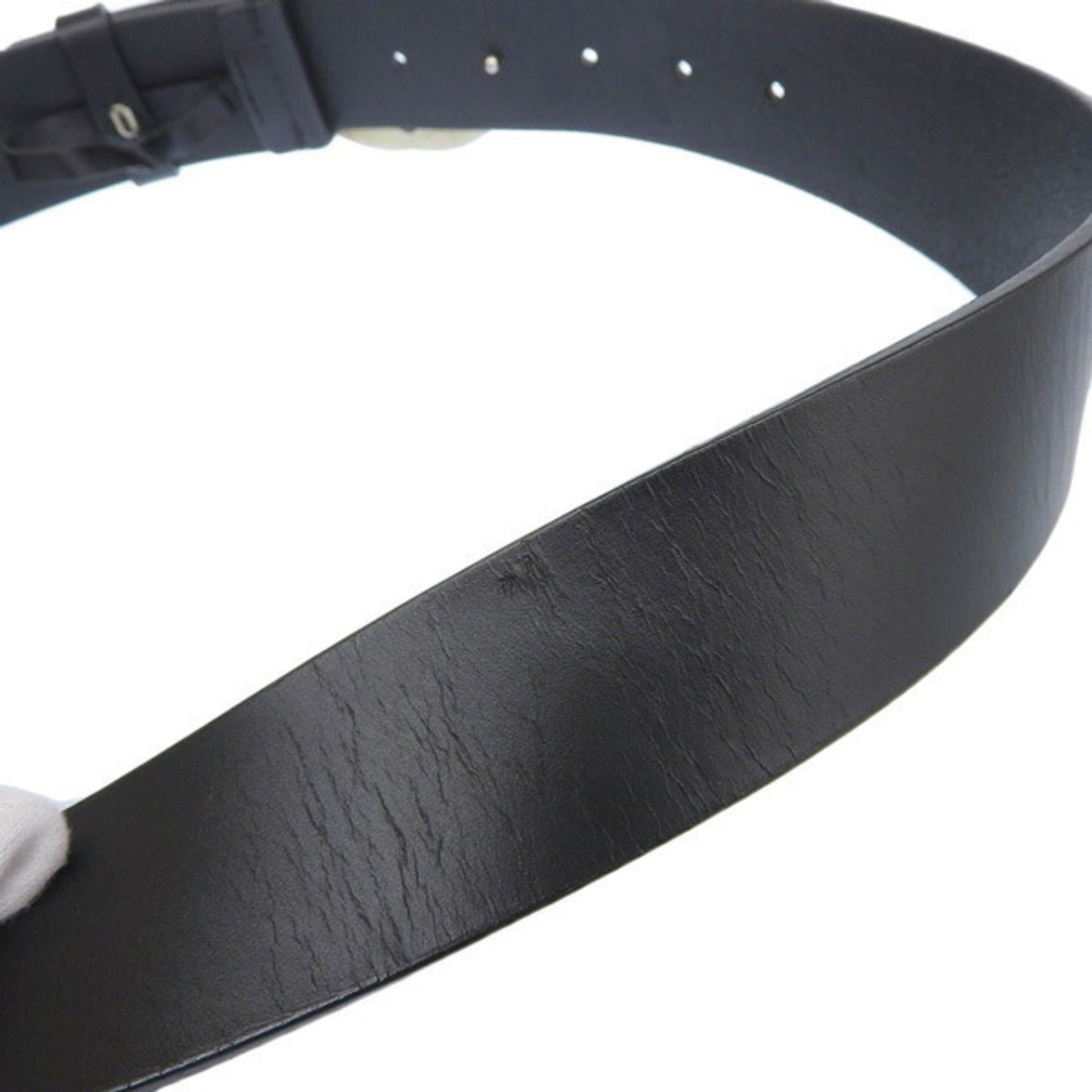 GUCCI Interlocking G Leather Studded Belt Black 107cm Ladies