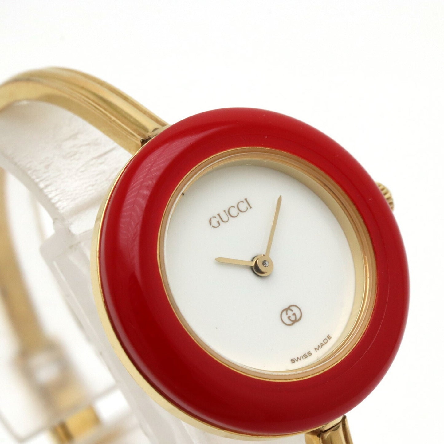 GUCCI Change Bezel White Dial GP Ladies Quartz Watch