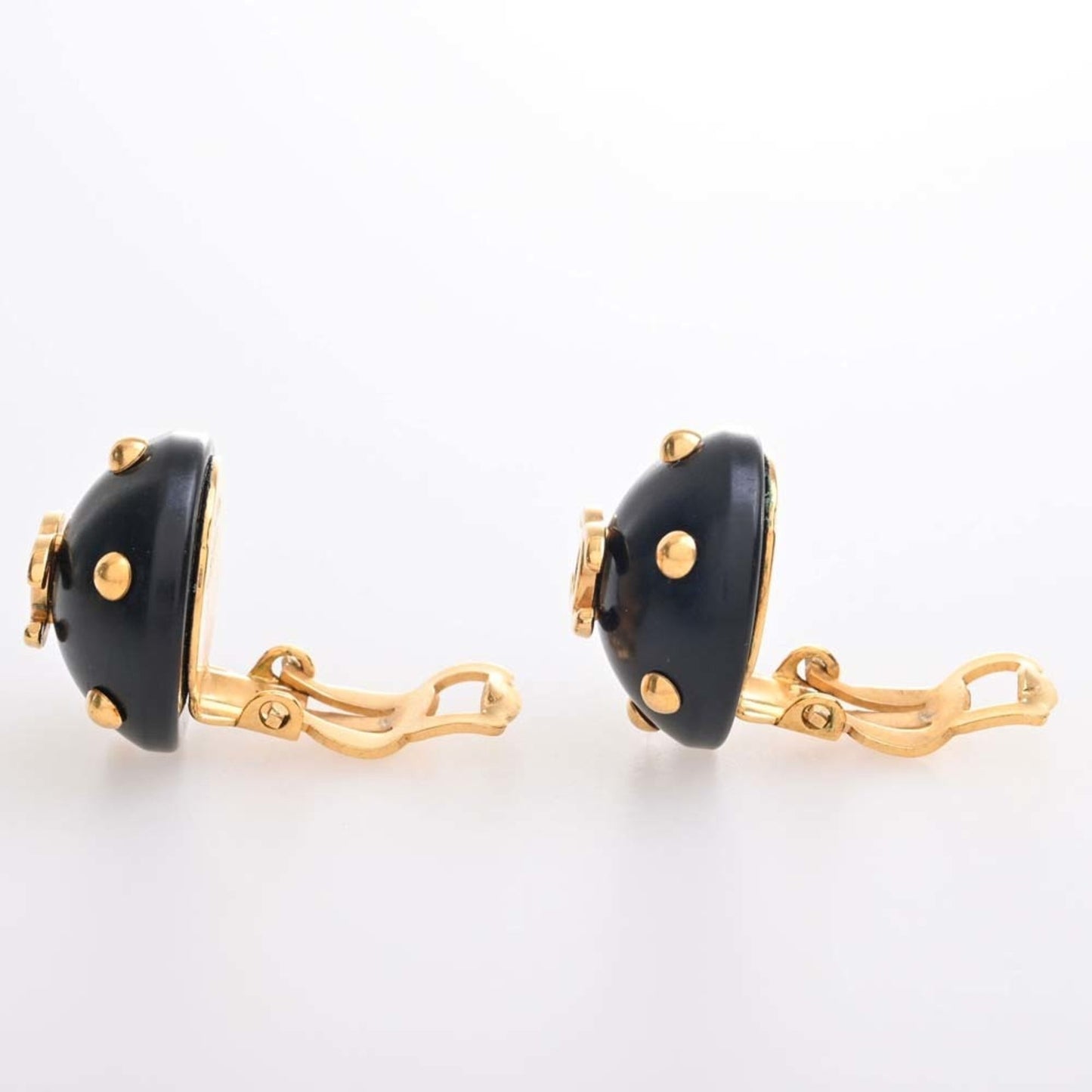 CHANEL Cocomark earrings black ladies