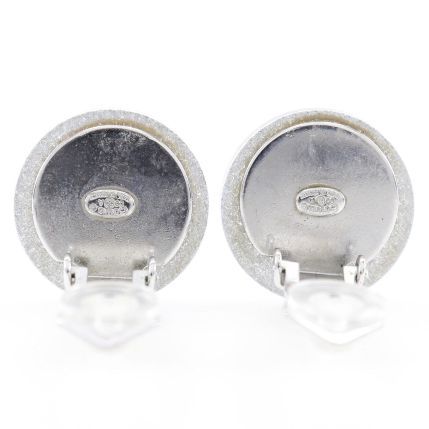 CHANEL COCO Mark Earrings Plastic France Year 2000 Silver 00A Women's