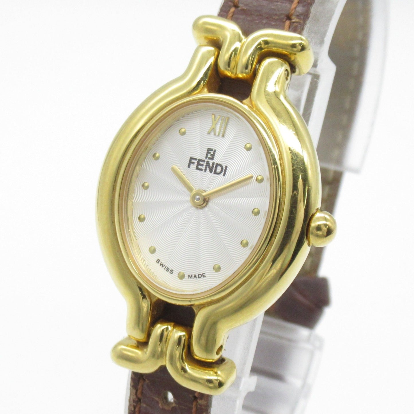 FENDI Change belt Wrist Watch Wrist Watch 640L Quartz Silver Gold Plated Leather belt 640L