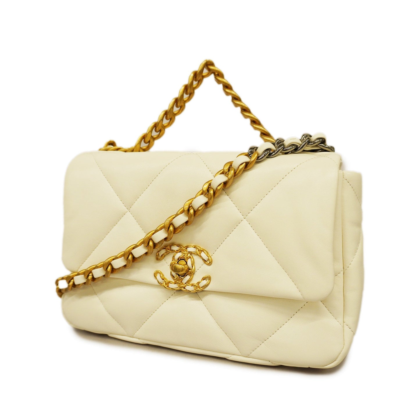 CHANEL   1.9 Chain Shoulder Women's Leather Shoulder Bag White