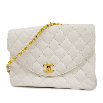 CHANEL   Matelasse Chain Shoulder Women's Leather Shoulder Bag White