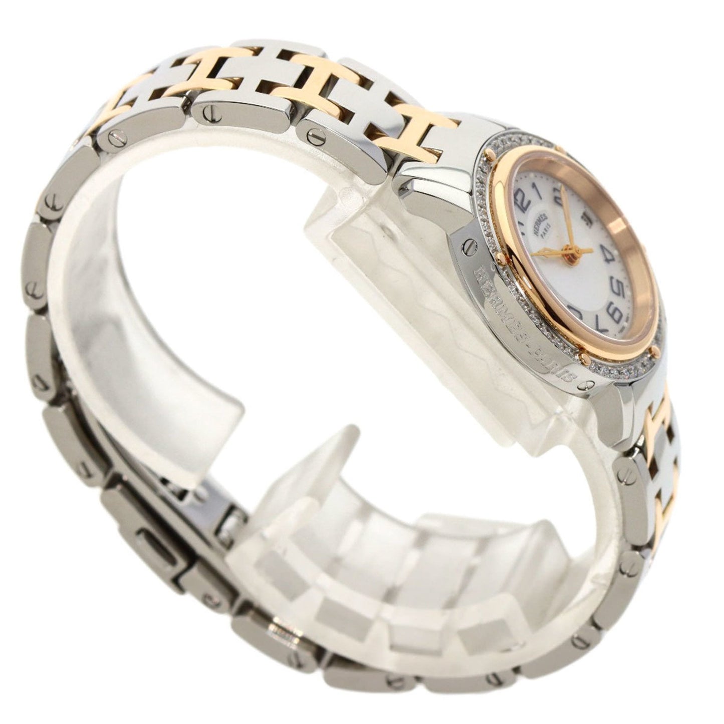 HERMES CP1.222 Clipper Bezel Diamond Watch Stainless Steel/PGPxSS/Diamond Women's