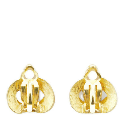 CHANEL Coco Mark Heart Motif Earrings Gold Plated Ladies