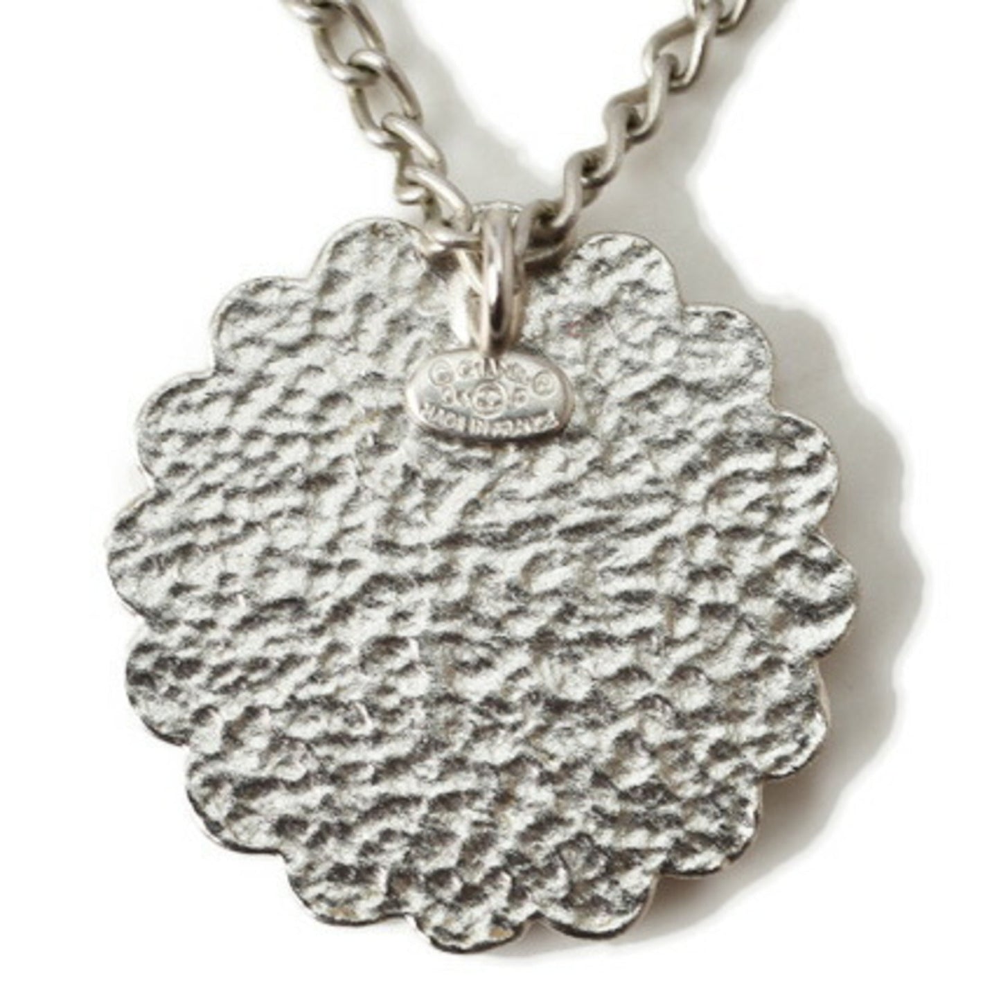 Chanel necklace / pendant CHANEL CC mark here flower motif silver