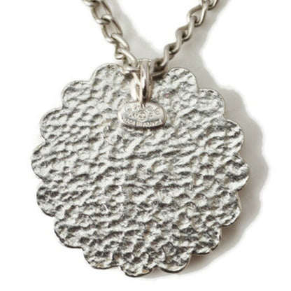 Chanel necklace / pendant CHANEL CC mark here flower motif silver