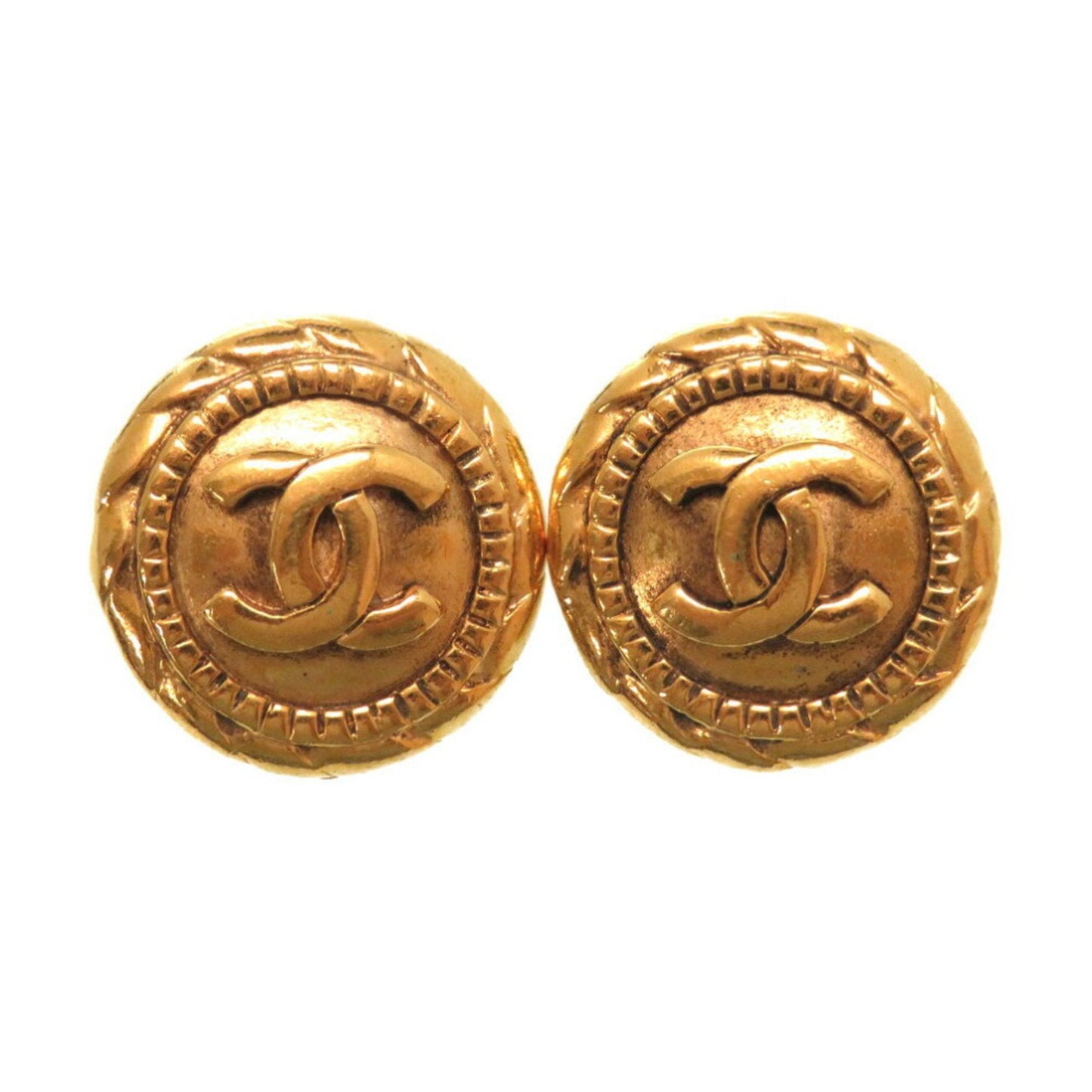 Chanel Vintage Coco Mark Gold Earrings Accessories