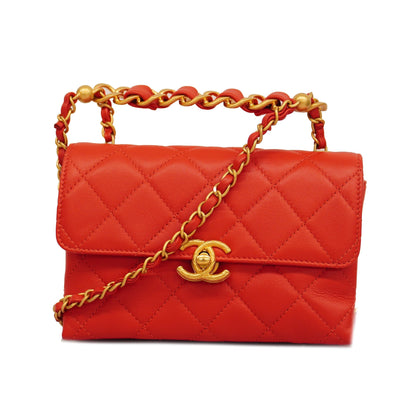 CHANEL   Matelasse Chain Shoulder Women's Leather Shoulder Bag Red Color