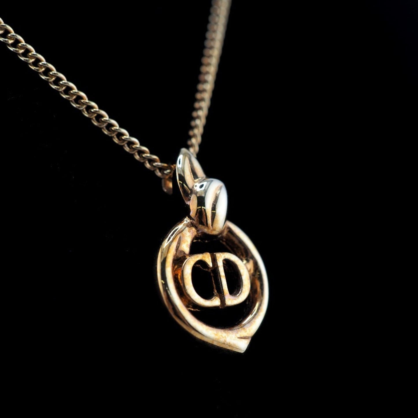 CHRISTIAN DIOR/ CD Logo Necklace Gold Women's