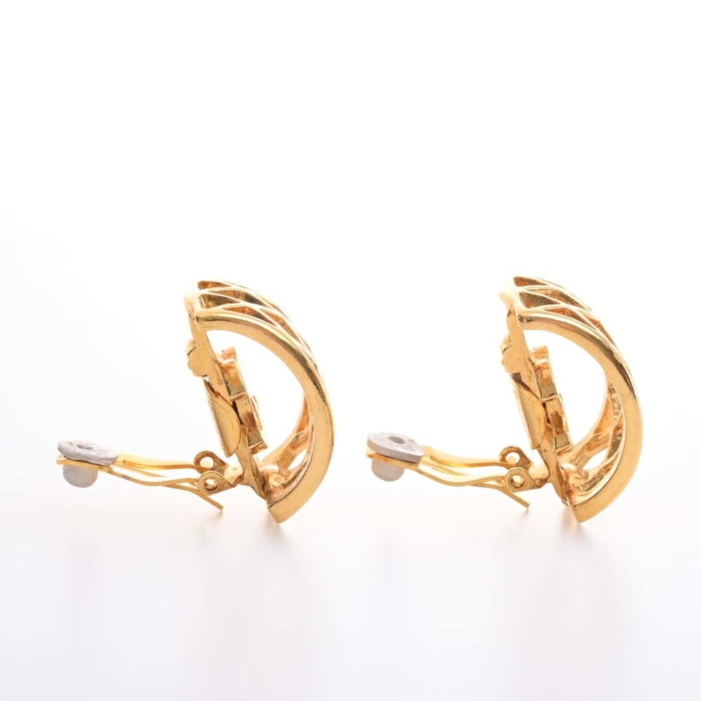 CHANEL Cocomark lattice earrings gold ladies