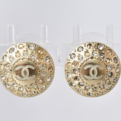 Chanel earrings CHANEL circle motif rhinestone gold