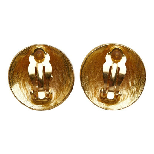 CHANEL coco mark round earrings gold plated ladies