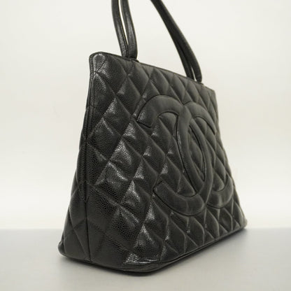 CHANEL   Reprint Tote Women's Caviar Leather Tote Bag Black