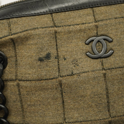 CHANEL   Chocolate Bar Handbag Women's Cotton,Leather Black,Khaki