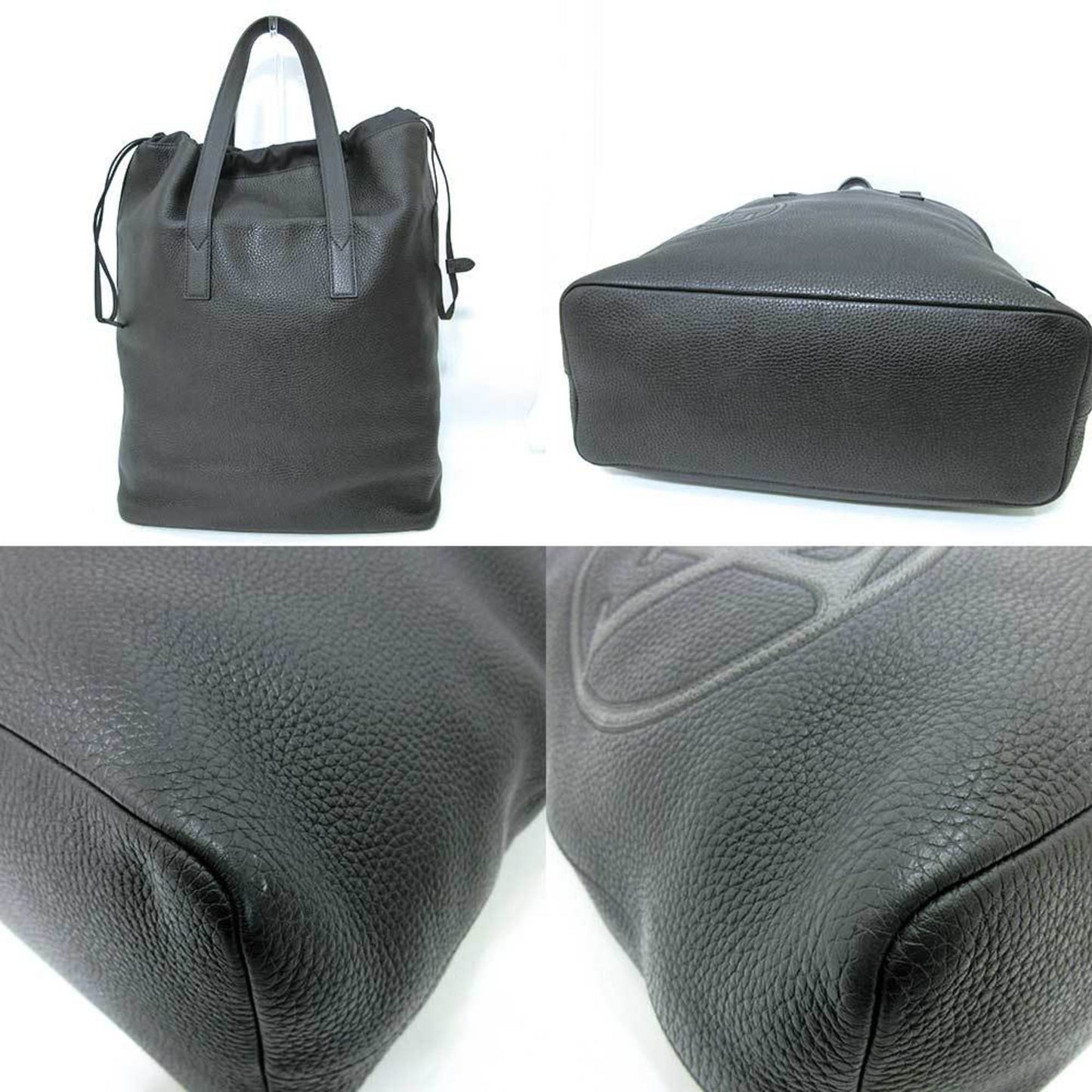 Louis Vuitton Bag Cover Light Drawstring Tote Black Semi-Shoulder LV Circle Men's Taurillon Leather M55000