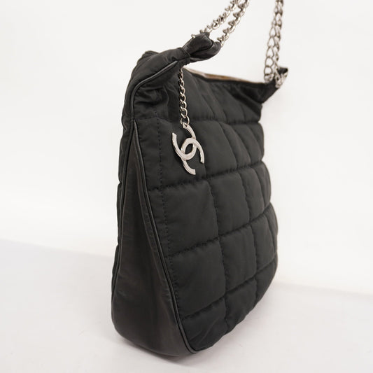 CHANEL   Chocolate Bar Chain Shoulder Women's Nylon Shoulder Bag Black