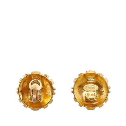 CHANEL coco mark round earrings gold plated ladies