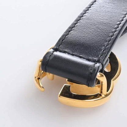 GUCCI Leather Double G Buckle Belt #70/28 409417 Black 83cm Women's