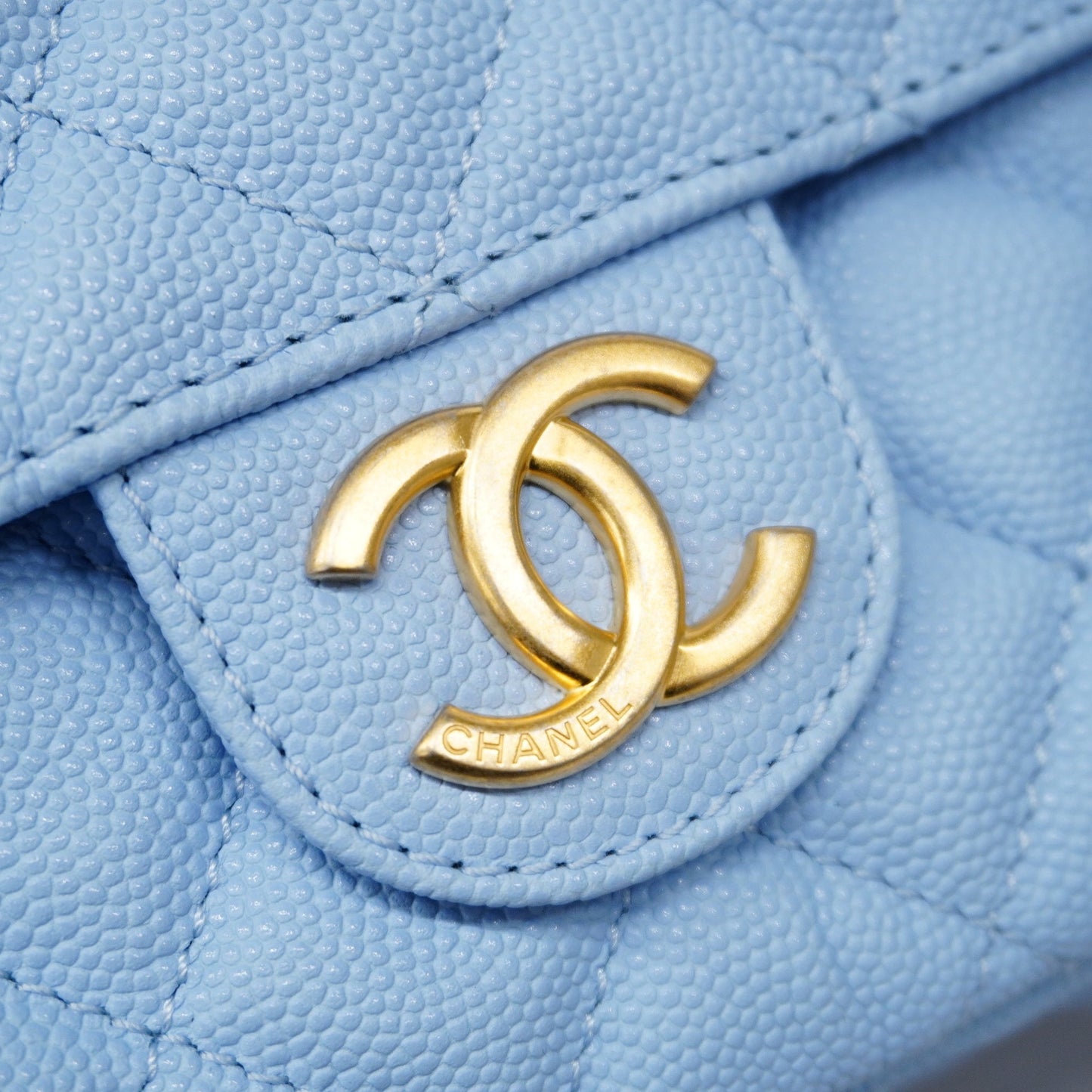 CHANEL   Matelasse Chain Shoulder Women's Caviar Leather Light Blue