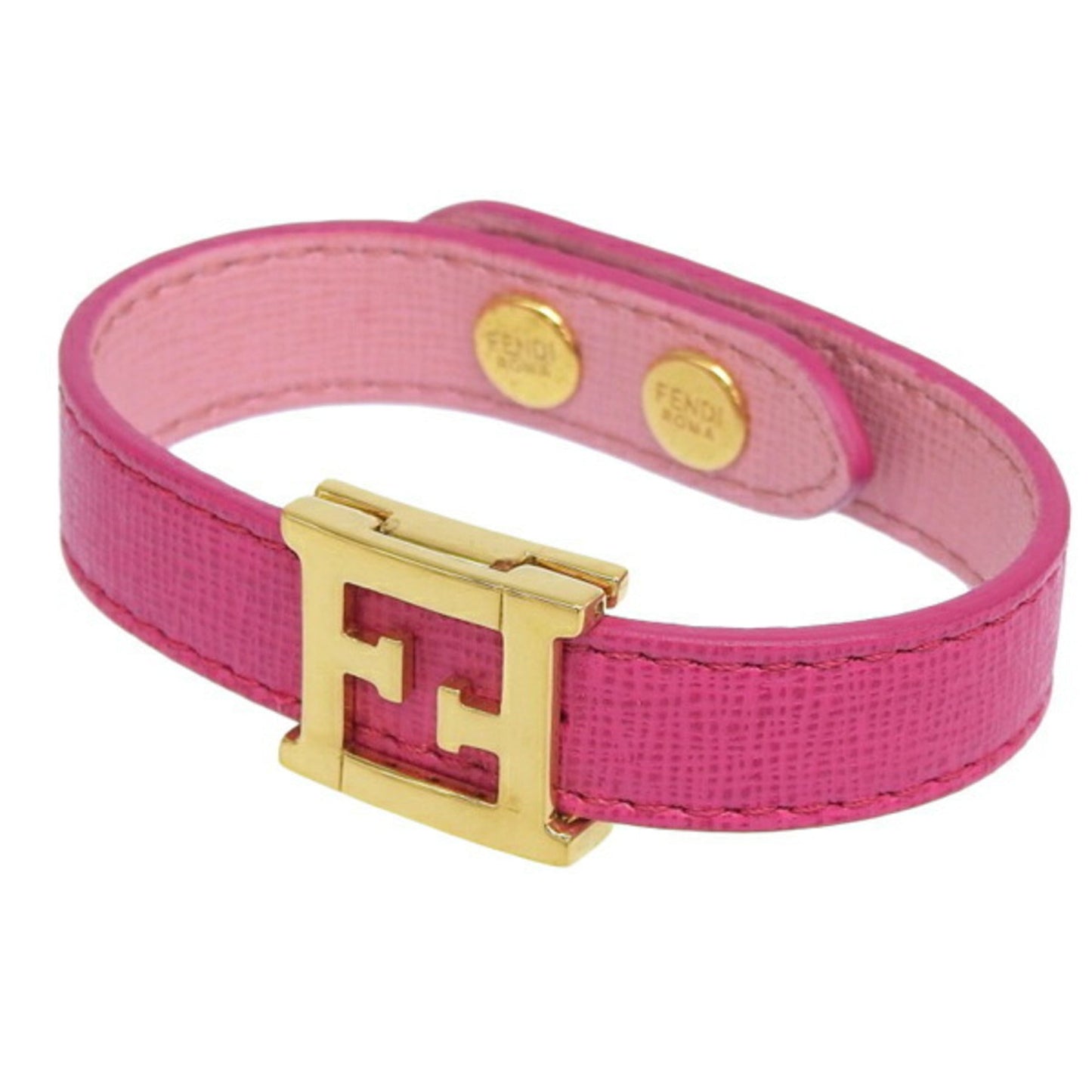 FENDI Leather FF Logo Bracelet 8AG408 Pink Ladies