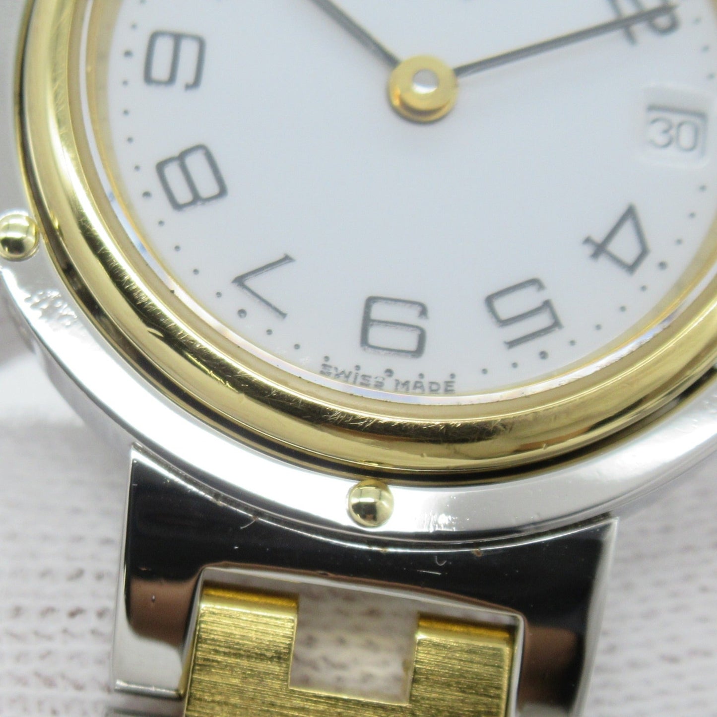 HERMES Clipper Wrist Watch Watch Wrist Watch CL2.440 Quartz White Gold Plated Stainless Steel