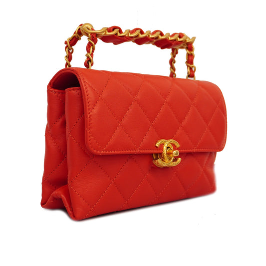 CHANEL   Matelasse Chain Shoulder Women's Leather Shoulder Bag Red Color