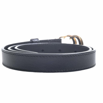 GUCCI Leather Double G Buckle Belt #70/28 409417 Black 83cm Women's