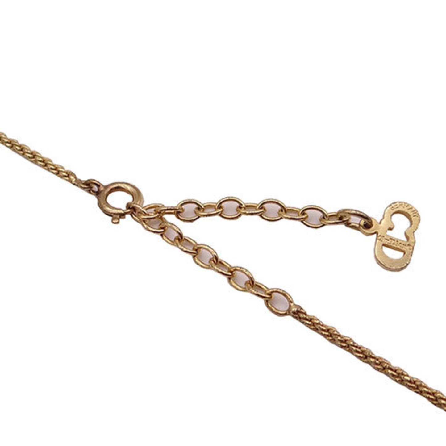 CHRISTIAN DIOR Necklace Women's Gold Transparent Stone