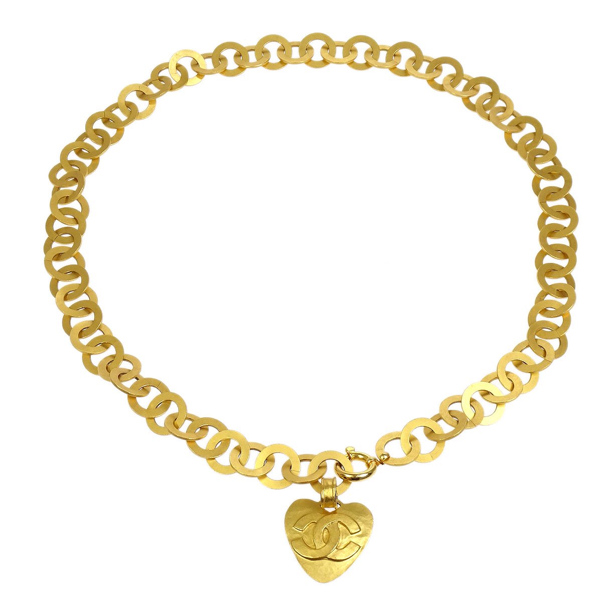 CHANEL 1995 Heart Charm Gold Chain Belt 38313